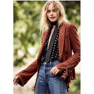 Free People Rust Brown Blazer Jacket